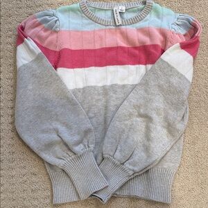 J&J Colorful Striped Girls’ Cotton Sweater Size 12